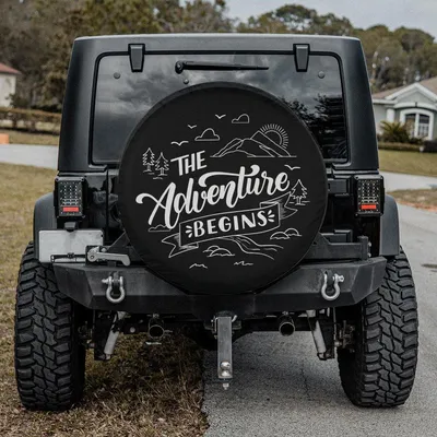 Spare Tire Cover, The Adventure Begins Tire Cover Without Camera Hole, Camper Spare Tire Cover