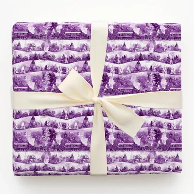 Plum Rails - Gift Wrap for Christmas, Holidays Wrapping Paper, Christmas Wrapping Paper