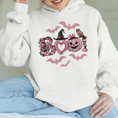 Boo Pink Halloween Hoodie Hoodie Hoodie Cute Pumpkin Owl Graphic Hoodie Cozy Fall For Women Retro Spooky