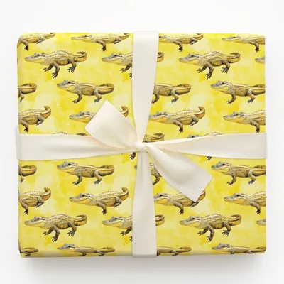 Golden Gator - Gift Wrap for Christmas, Holidays Wrapping Paper, Christmas Wrapping Paper