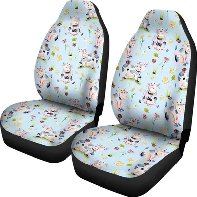 Watercolor Cartoon Cow Pattern Print Universal Fit Car Seat Covers