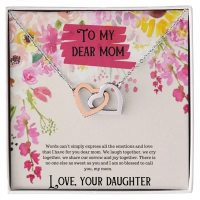 To My Dear Mom Happy Mother'S Day Interlocking Hearts Necklace