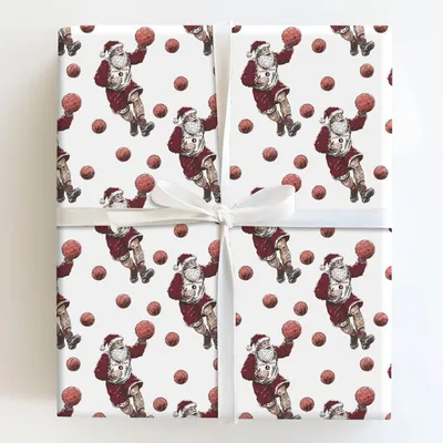 Chief Claus Courtside - Gift Wrap for Christmas, Holidays Wrapping Paper, Christmas Wrapping Paper