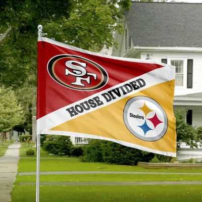 House Divided 49ers Steelers Horizontal House Flag, San Francisco Pittsburgh Nfl, Football Rivalry Fan Decor Horizontal House Flag