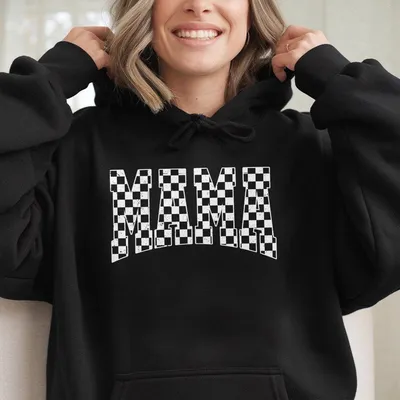 Retro Checkered Mama Hoodie,Mama Varsity,Rendy Mama Hoodie,New Mama,Gift For Mother,Hoodie