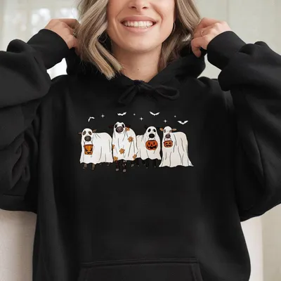 Ghost Cows Halloween Hoodie ,Gildan Hoodie,Full Color,For Men,For Women,Casual,Classic Fashion,Full Sizes,Hoodie Print