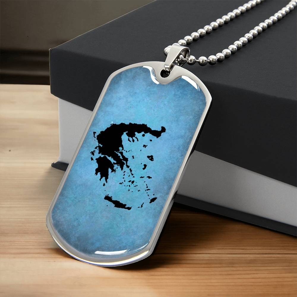 Greece Dog Tag Necklace - Army Tag Necklace, Dog Tag