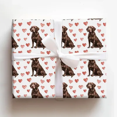 Chocolate Lab Valentine - Gift Wrap for Christmas, Holidays Wrapping Paper, Christmas Wrapping Paper