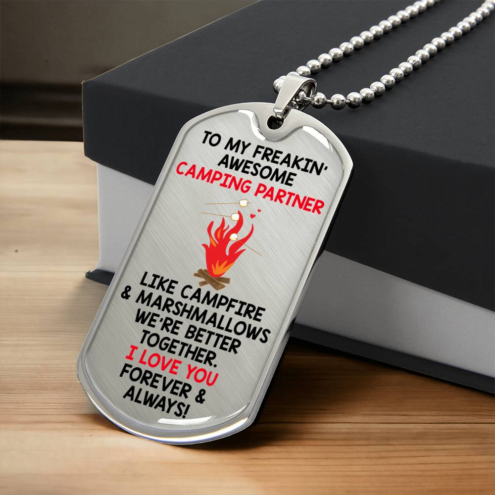 Camping Partner - Premium Dog Tag - Army Tag Necklace, Dog Tag