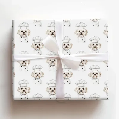 Cooking with the Maltese - Gift Wrap for Christmas, Holidays Wrapping Paper, Christmas Wrapping Paper