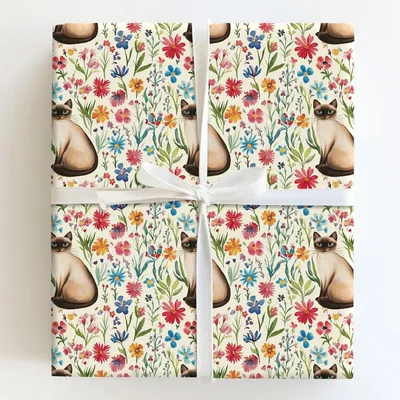 Garden Day with the Siamese - Gift Wrap for Christmas, Holidays Wrapping Paper, Christmas Wrapping Paper