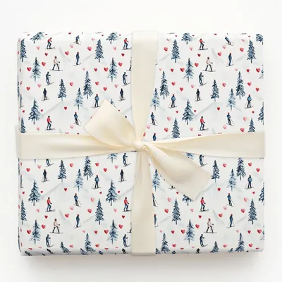 Slopeside Romance - Gift Wrap for Christmas, Holidays Wrapping Paper, Christmas Wrapping Paper