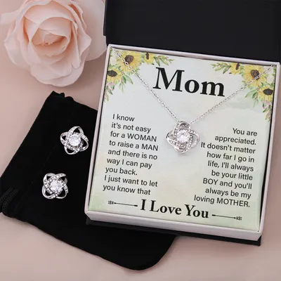 Gift for Mom-Love Knot Earring and Necklace set
