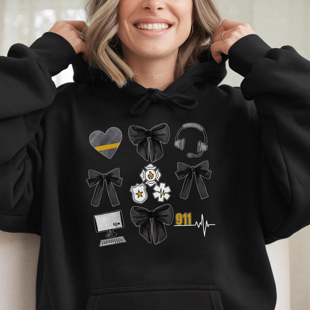 Dispatcher Bow Hoodie 911 Hoodie Emergency Crew Hoodie Police Officer Clothing