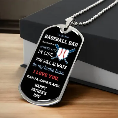 To The Best Baseball Dad - Father's Day Gift - Luxury Necklace - Army Tag Necklace, Dog Tag