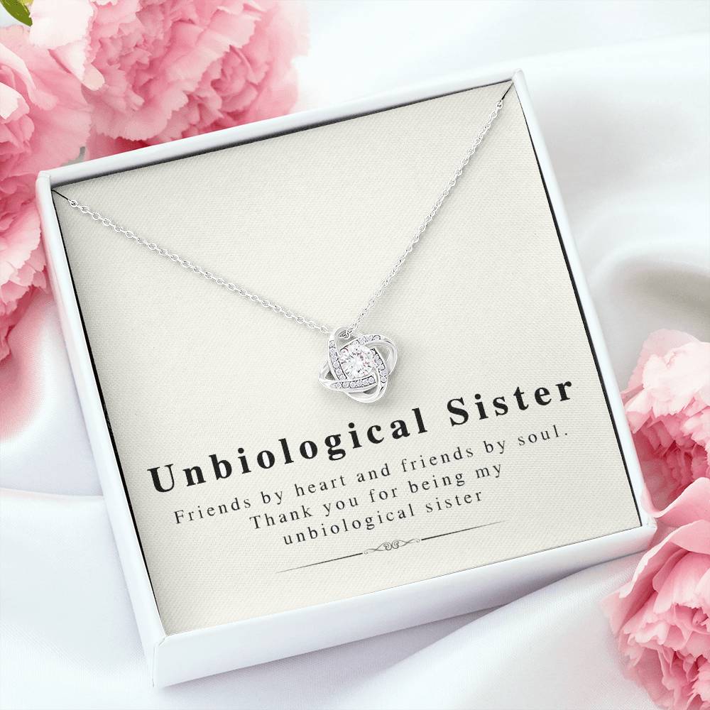 Unbiological Sister - Friendship Necklace - The perfect gift for BFFs - Love Knot Necklace