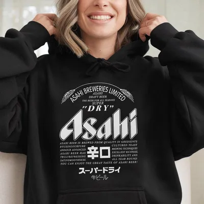 Asahi Breweries Limited  Dry  Asahi Beer Hoodie, Womenswear, Graphic Hoodie Women Outfits Gifts, Gift For Her & Menswear