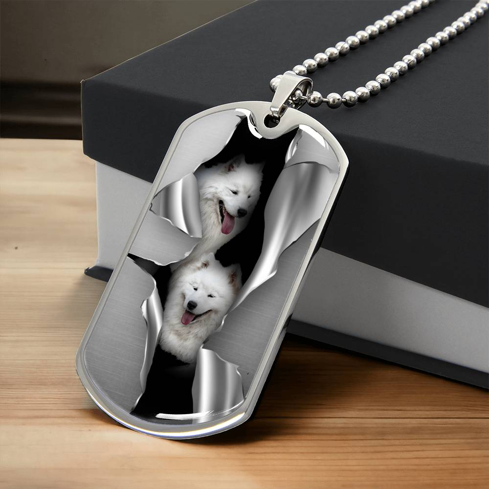 Samoyed - Army Tag Necklace, Dog Tag