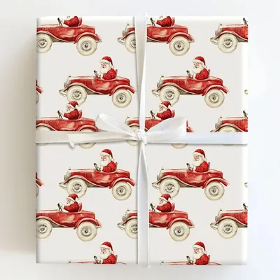 Sleigh Car - Gift Wrap for Christmas, Holidays Wrapping Paper, Christmas Wrapping Paper
