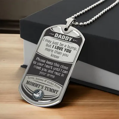 Dad Tag - From Mommy's Tummy - Army Tag Necklace, Dog Tag