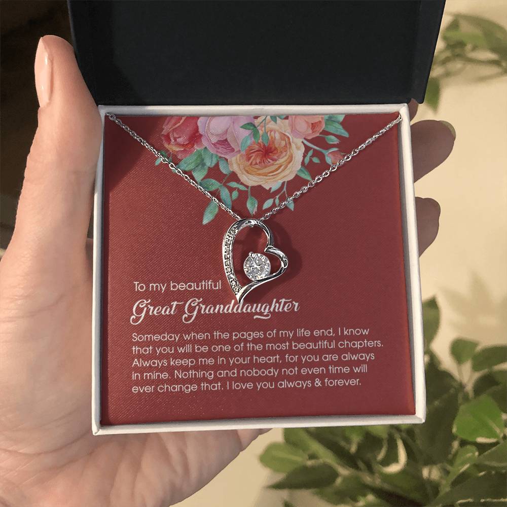 Granddaughter Necklace, Great Granddaughter Necklace Gift Forever Love Necklace