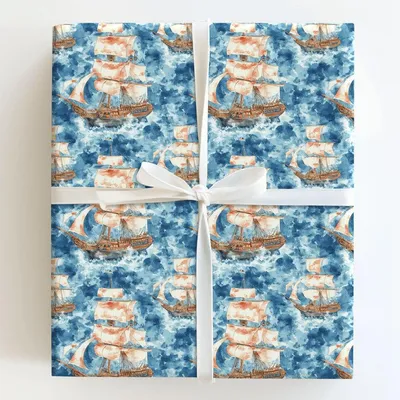 Sails of Gold - Gift Wrap for Christmas, Holidays Wrapping Paper, Christmas Wrapping Paper