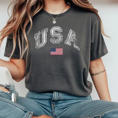 Vintage Usa Retro Flag America 4th Of July T-Shirt Women'S Men'S T-Shirt