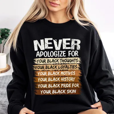 Never Apologize For Your Black Thoughts History Month Unisex Sweatshirt Black History Month Sweatshirt Black History Sweatshirt