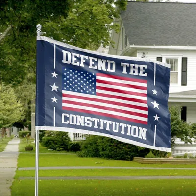 Defend The Constitution Horizontal House Flag, American Flag Design, Patriotic Decor Horizontal House Flag