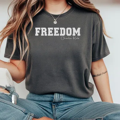 Charlie Kirk Freedom T-Shirt Minimalist Graphic T-Shirt Classic Unisex T-Shirt For Men And Women Casual Everyday Wear