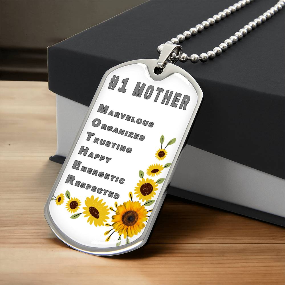 #1 Mother Personalized Dogtag Necklace White Mothers Day Gift - Army Tag Necklace, Dog Tag