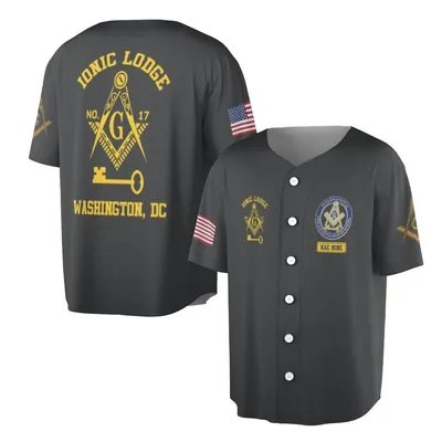 Ionic Lodge No. 17 Washington Dc Baseball Jersey, Masonic Freemaons Baseball Jersey, Square & Compass Merch, Dc Lodge Apparel