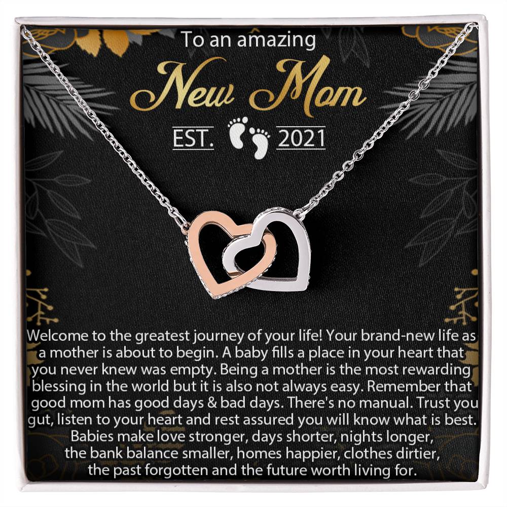 New Mom Necklace Mom Est 2021 Necklace First Time Mom Necklacenew Mommy Interlocking Hearts Necklacenecklace For New Mom Pregnancy Gift