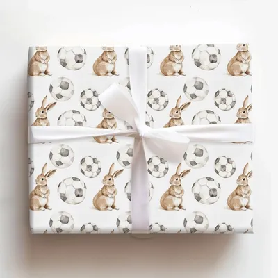 Soccer Hare - Gift Wrap for Christmas, Holidays Wrapping Paper, Christmas Wrapping Paper