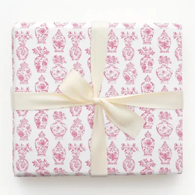 Pink Chinoiserie - Gift Wrap for Christmas, Holidays Wrapping Paper, Christmas Wrapping Paper