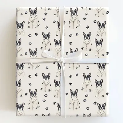 Spa Day with the Boston Terriers - Gift Wrap for Christmas, Holidays Wrapping Paper, Christmas Wrapping Paper