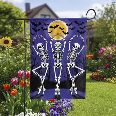 Vertical Garden Flag, Dancing Skeletons Anti Trump Art, Halloween Ballet Dancers Political Humor Decor, Spooky Yard Flag Vertical Garden Flag