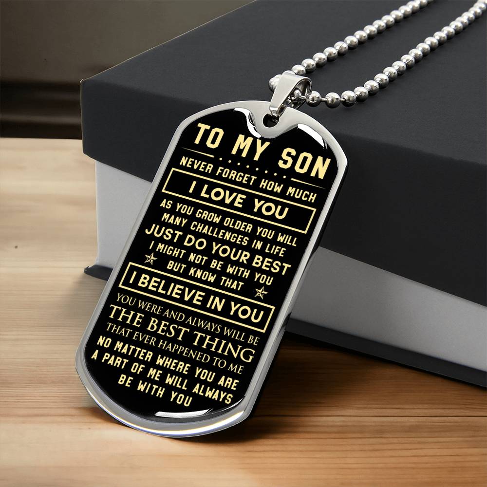 To My Son - A Part Of Me Will Always Be With You - Army Tag Necklace, Dog Tag