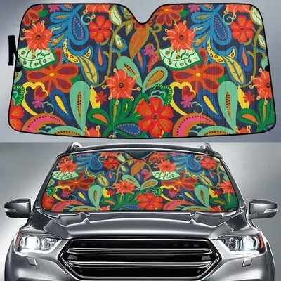 Multicolor Tropical And Chinese Hibiscus Flowers Theme Car Sun Shades Cover Auto Windshield PrintSyde