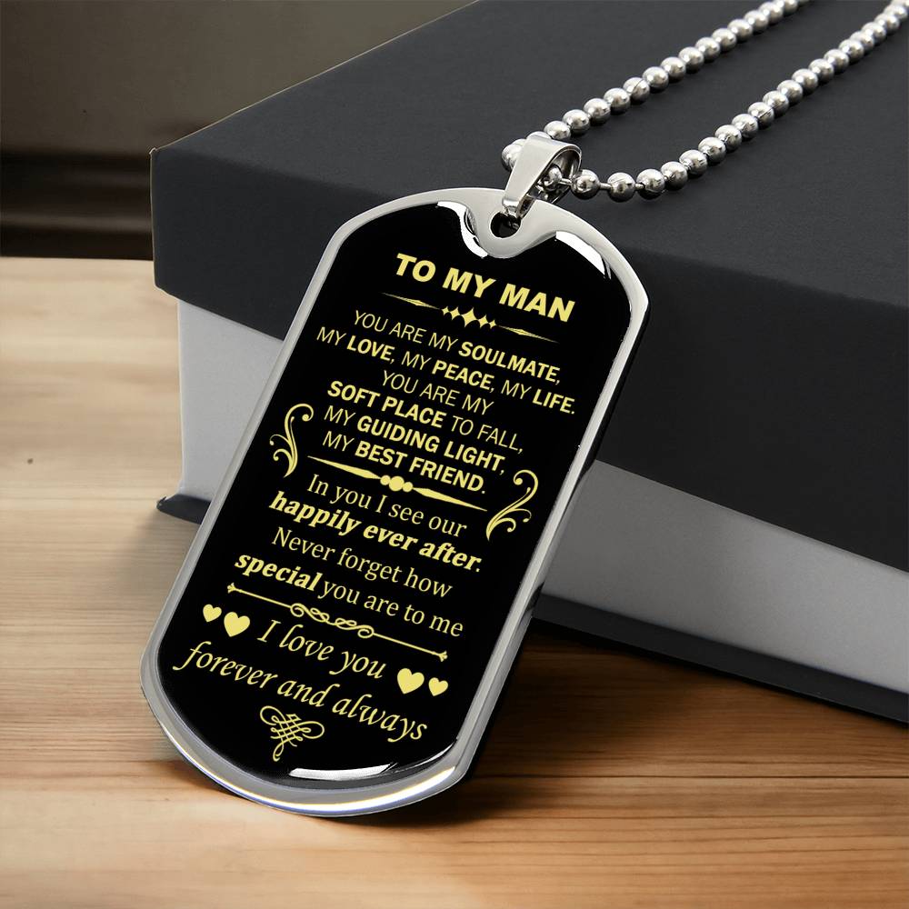 Gift For Your Man - Soft Place To Fall - Dog Tag - Army Tag Necklace, Dog Tag