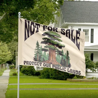 Horizontal House Flag Protect Our Public Lands - Vintage Forest Tree Conservation Art Decor Horizontal House Flag