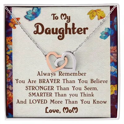 Interlocking Hearts Necklace For Daughter With Message Card