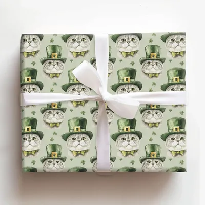 Leprechaun British Shorthair - Gift Wrap for Christmas, Holidays Wrapping Paper, Christmas Wrapping Paper