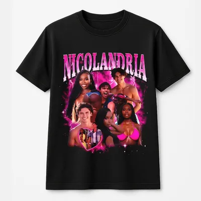 Nicolandria Pink Bootleg T-Shirt Love Island Usa 2025 Merch Unisex Summer Outfit Classic Cotton Fabric Vintage Graphic