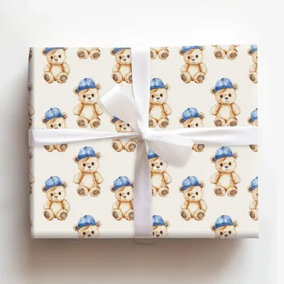 Teddy Takes the Field - Gift Wrap for Christmas, Holidays Wrapping Paper, Christmas Wrapping Paper