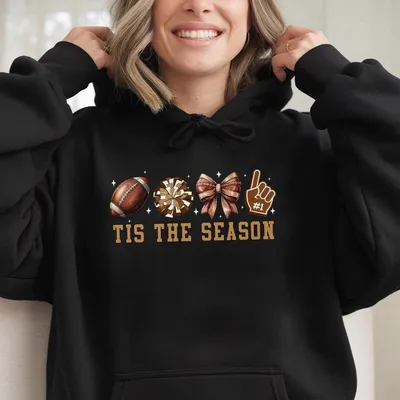 Football Hoodie Football Bow Hoodie School Mascot Hoodie Cheerleader Cheer Mom Hoodie Coquette Cheerleading