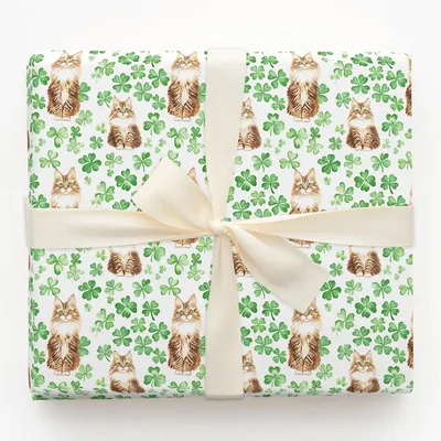 Shamrocks with the Siberian - Gift Wrap for Christmas, Holidays Wrapping Paper, Christmas Wrapping Paper