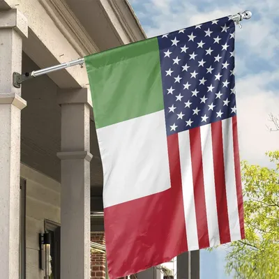 A Blended Flag Design Combining The U.S. And Italian House Flags Vertical House Flag