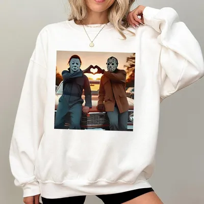 Vintage Halloween Graphic Sweatshirt Horror Movie Sweatshirt Horror Characters Funny Halloween Sweatshirt Unisex Sweatshirt Menswear