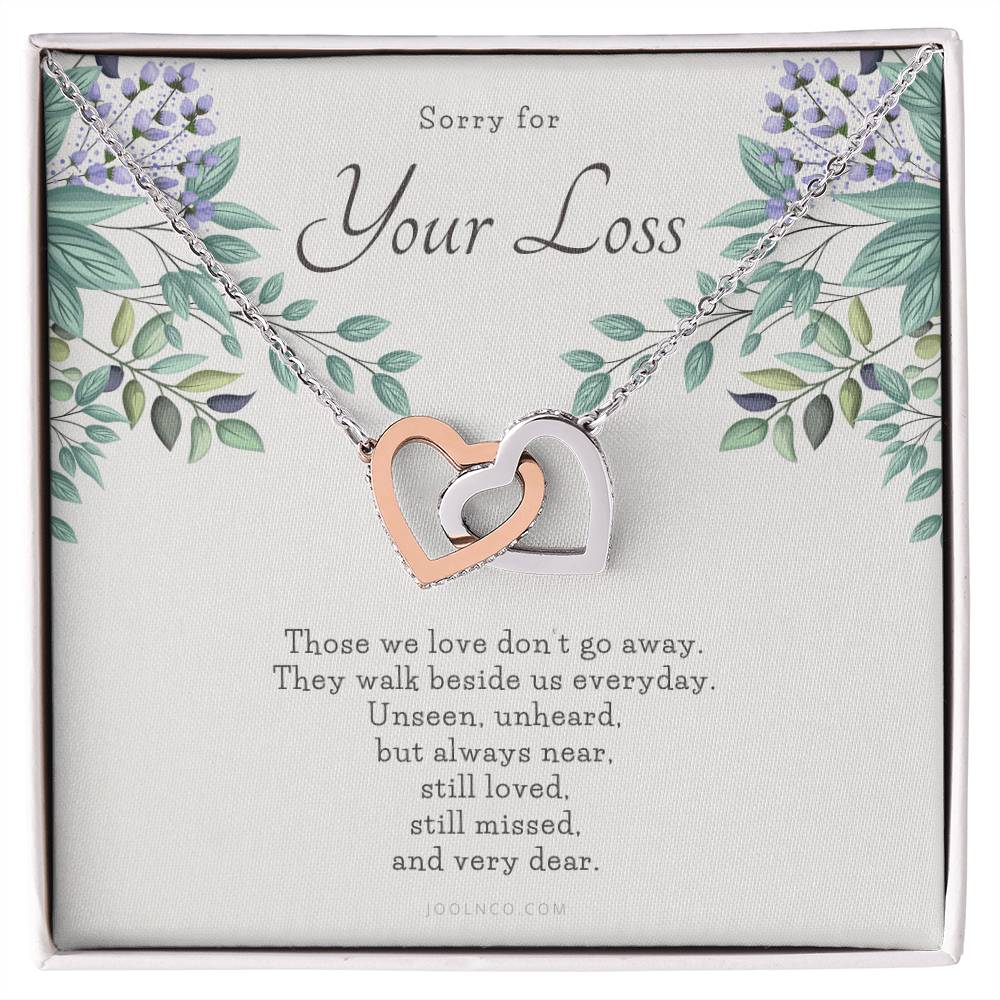 Loss Of Loved One Necklace Loss Of Mother Gift Loss Of Father Gift Sorry For Your Loss Sympathy Gift Sterling Silver Pet Loss Gift Interlocking Hearts Necklace